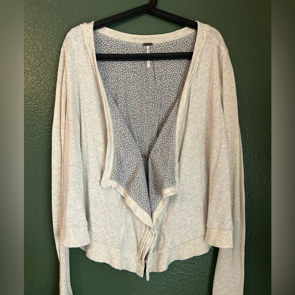 Free People Draped Polka Dot Cardigan